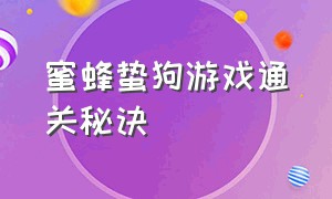 蜜蜂蛰狗游戏通关秘诀