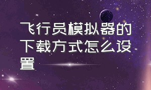 飞行员模拟器的下载方式怎么设置（飞行员模拟器的下载方式怎么设置）