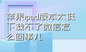 苹果ipad版本太低下载不了微信怎么回事儿