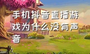 手机抖音直播游戏为什么没有声音