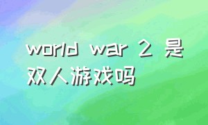 world war 2 是双人游戏吗
