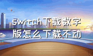 switch下载数字版怎么下载不动