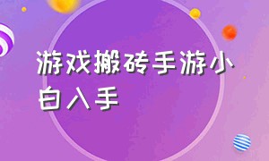 游戏搬砖手游小白入手