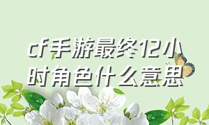 cf手游最终12小时角色什么意思