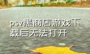 psv黑商店游戏下载后无法打开