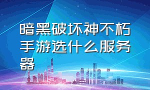 暗黑破坏神不朽手游选什么服务器