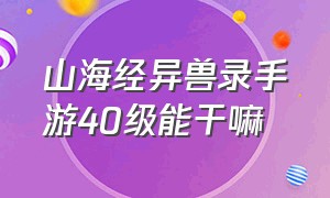 山海经异兽录手游40级能干嘛