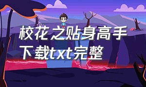 校花之贴身高手下载txt完整