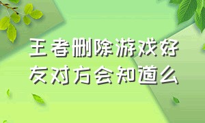 王者删除游戏好友对方会知道么