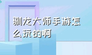 驯龙大师手游怎么玩的啊