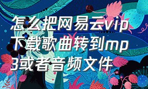 怎么把网易云vip下载歌曲转到mp3或者音频文件