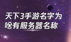 天下3手游名字为啥有服务器名称