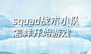 squad战术小队怎样开始游戏（squad战术小队怎么和朋友一起玩）