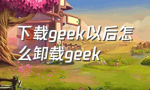 下载geek以后怎么卸载geek