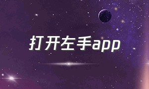 打开左手app