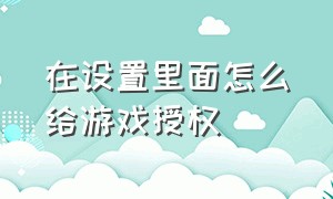 在设置里面怎么给游戏授权