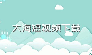 大海短视频下载