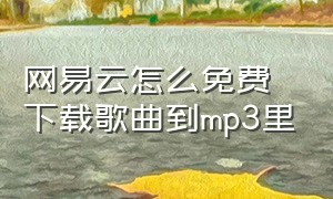 网易云怎么免费下载歌曲到mp3里