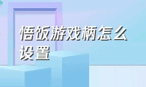 悟饭游戏柄怎么设置（悟饭游戏）