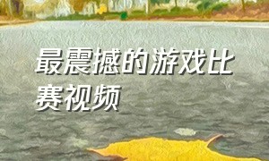 最震撼的游戏比赛视频