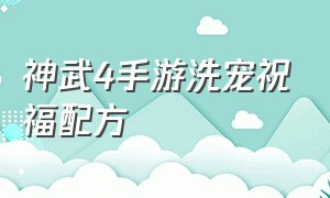 神武4手游洗宠祝福配方