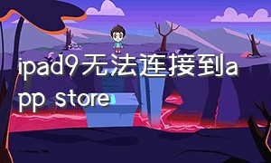 ipad9无法连接到app store