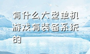 有什么大型单机游戏有装备系统的（哪个单机游戏有酷炫的武器装备）