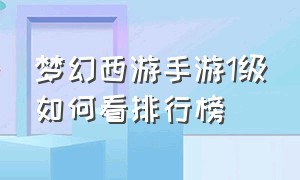 梦幻西游手游1级如何看排行榜