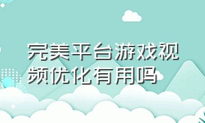 完美平台游戏视频优化有用吗