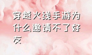 穿越火线手游为什么邀请不了好友