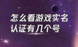 怎么看游戏实名认证有几个号