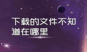 下载的文件不知道在哪里