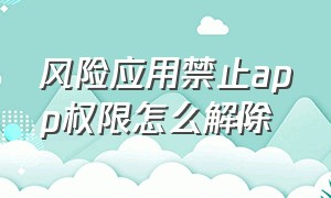 风险应用禁止app权限怎么解除