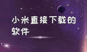 小米直接下载的软件