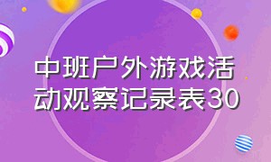 中班户外游戏活动观察记录表30（中班幼儿户外游戏活动观察记录表）