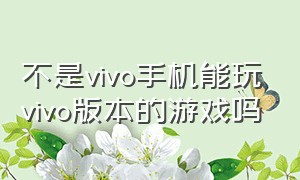 不是vivo手机能玩vivo版本的游戏吗