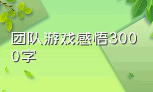 团队游戏感悟3000字