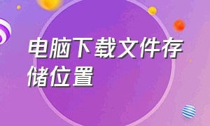 电脑下载文件存储位置