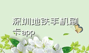 深圳地铁手机刷卡app（深圳公交地铁怎么手机刷卡）