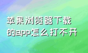 苹果浏览器下载的app怎么打不开