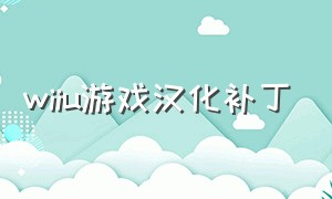 wiiu游戏汉化补丁