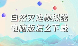 自然灾难模拟器电脑版怎么下载