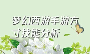 梦幻西游手游方寸技能分析