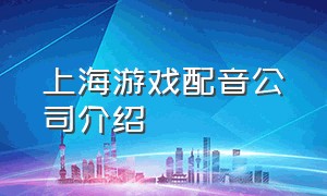 上海游戏配音公司介绍