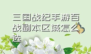 三国战纪手游百战副本区域怎么选