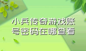 小兵传奇游戏账号密码在哪查看