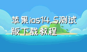 苹果ios14.5测试版下载教程（苹果最新系统ios13.5.1下载）