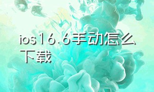 ios16.6手动怎么下载