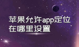 苹果允许app定位在哪里设置