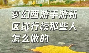 梦幻西游手游新区排行榜那些人怎么做的（梦幻西游手游新区怎么进排行榜）